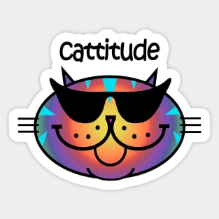 Cattitude 2 - Dark Rainbow Stripe Sticker